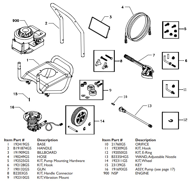 GENERAC 1908-0 parts breakdown